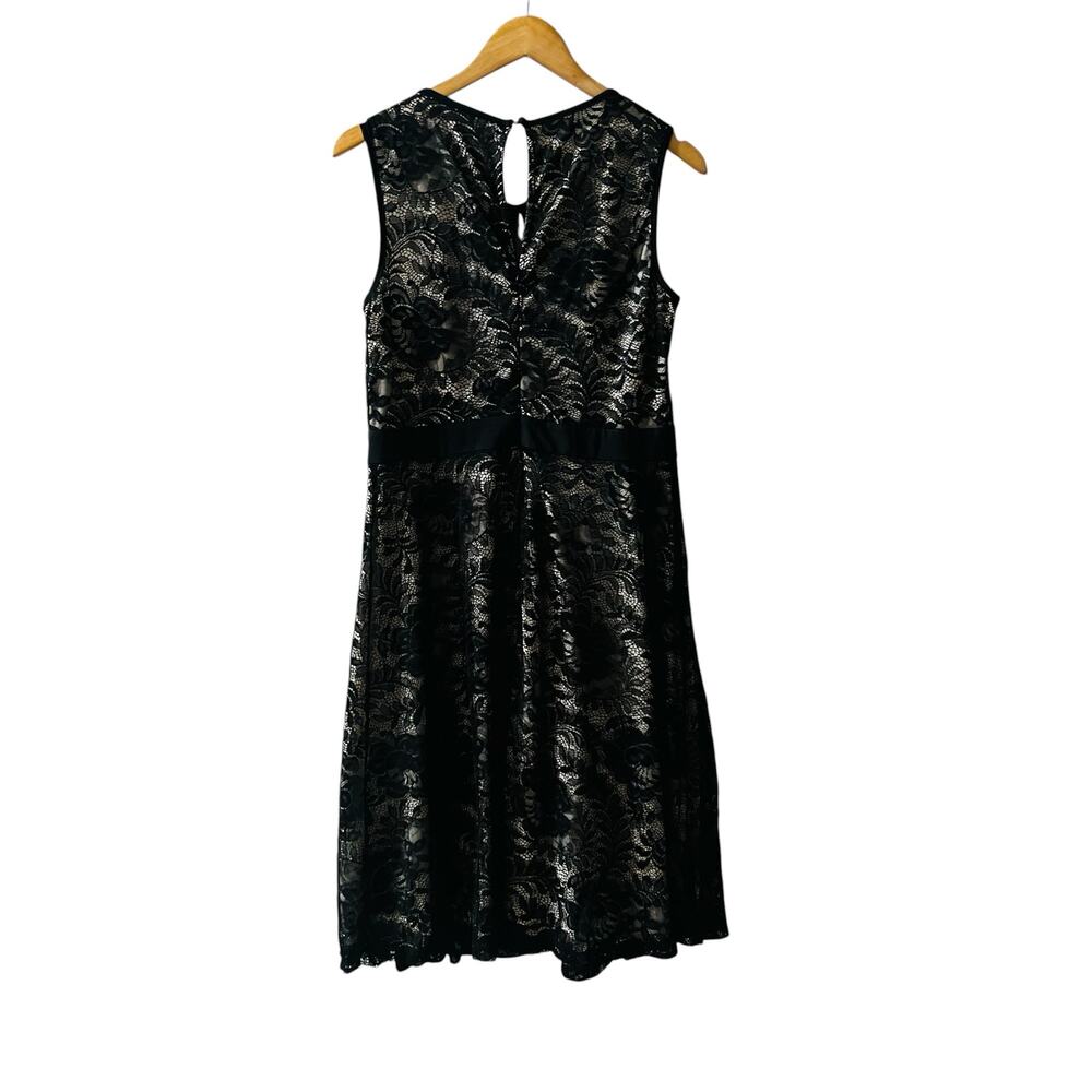 Kate Kasin Lace Sleeveless Fit And Flare Dress Size L Large Black - Picture 3 of 7